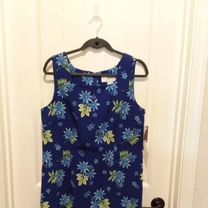 NWT 12P "Sag Harbor" Blue Floral Peachskin Dress